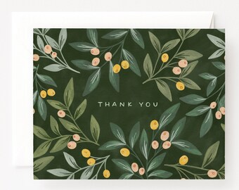 Set of 8 Thank You Cards : Orchard Thank You Card Set with Illustrated Florals
