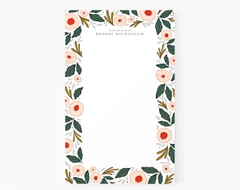 Marisol Blooms Personalized Notepad | Illustrated Floral Personalized Stationery Notepad with Custom Design