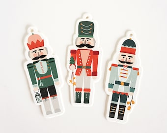 Nutcrackers Gift Tag Set of 9 | Die Cut Christmas Nutcracker Holiday Gift Tags, Christmas Gift Wrap