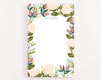 Personalized Notepad: Hydrangeas Illustrated Custom Stationery Notepad, Letter Writing Stationery