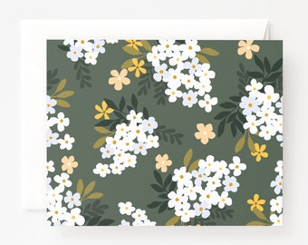 Folded Everyday Cards with Blank Interiors and Hand Illustrated Blooms Flora Notecard Set of 8