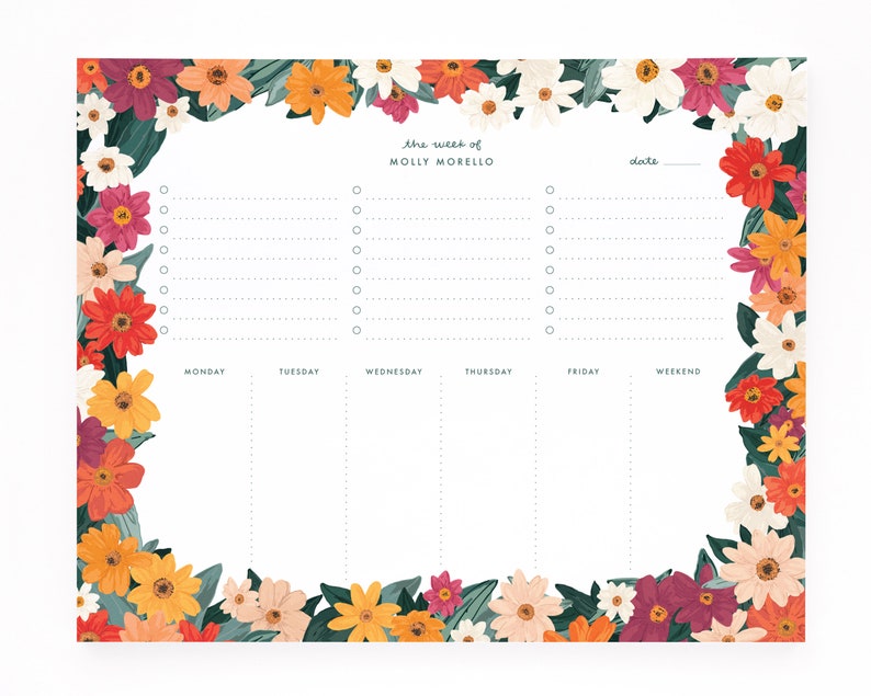 Personalized Weekly Planner Notepad Custom Daily Planner Pad Etsy