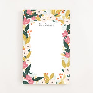 Bloco de notas personalizado Flores: Bloco de notas personalizado ilustrado, papelaria para escrever cartas