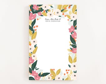 Flores Personalized Notepad: Floral Illustrated Stationery