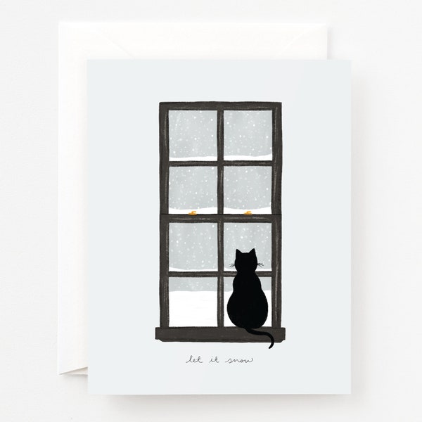Let it Snow Holiday Cards | Snowy Cat Christmas Greeting Card