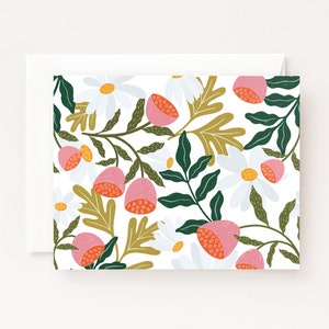 Flora Grußkarte 8er Set | Gefaltete Alltagskarten mit leerem Inneren und Hand illustrierten Blüten