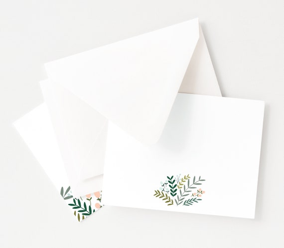 Set of 12 Flat Note Cards /& Envelopes Cute Custom Stationary Set Forget-Me-Not-Flowers Sweet Floral Personalized Stationery