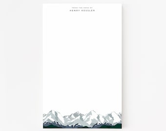 Cascades Personalized Notepad | Illustrated Cascade Mountains Stationery, Gender Neutral Note Pad