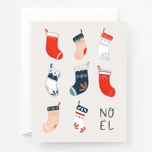 Noel Stockings Christmas Cards | Illustrated and Hand Lettered Christmas Card Set with Holiday Stockings