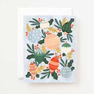 Christmas Baubles Card  | Illustrated Christmas Cards with Holiday Illustration, Holiday Greeting Card Set
