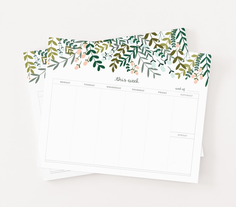 Weekly Planner Notepad Illustrated Weekly Desk Notepad Etsy