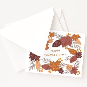 Happy Thanksgiving Card Illustrated Autumn Holiday Happy Thanksgiving Cards, Blank Holiday Card Set or Single Thanksgiving Greeting image 2