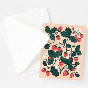 Strawberry Notecard Set of 8 Everyday Cards with Hand Illustrated Strawberry Fields image 2