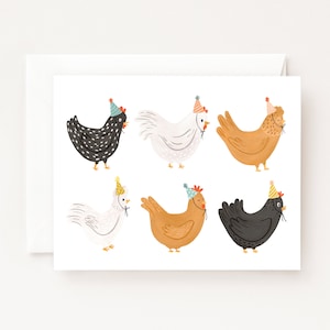 Birthday Chickens Card : Illustrated Birthday Cards with Party Chickens, image 1