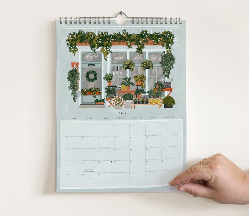 2024 Shops & Markets Calendar : Monthly Calendar, Illustrated Wall Calendar for Hanging image 2