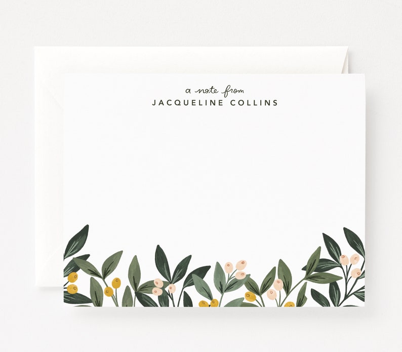 Personalized Flat Card Set of 12 Hand Lettered Personalized Stationery Set with Custom Note Cards, Orchard Collection Notes image 1