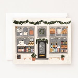 New Year's Market Holiday Card | Illustrated Shopfront Happy New Year Cards Set of 8 or Single Card