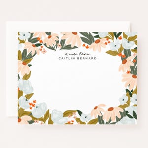 Conjunto de cartões planos personalizados Meadow: cartões de papelaria personalizados ilustrados, conjunto de papelaria para escrever cartas