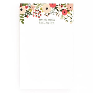 Personalized Notepad | Large Floral Illustrated Custom Notepad, Customized Stationery : Blooming Wreath Collection Personalized Stationery