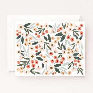 Blush Field Juego de tarjetas de notas diarias / Tarjetas botánicas abstractas ilustradas Juego de papelería de 8 tarjetas de notas