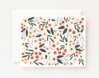 Blush Field Everyday Notecard Set | Illustrated Abstract Botanical Cards Stationery Set of 8 Note Cards