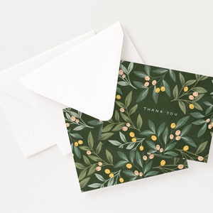 Orchard Thank You Cards : Set of 8 Card or Single Orchard Thank You Card Set with Illustrated Florals image 2