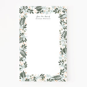 Personalized Notepad | Large Floral Illustrated Custom Notepad, Customized Stationery : Morning Blooms Personalized Stationery