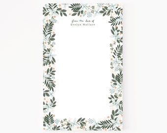 Personalized Notepad | Large Floral Illustrated Custom Notepad, Customized Stationery : Morning Blooms Personalized Stationery