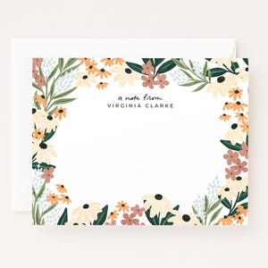 Wildblumen personalisiertes flaches Kartenset: Illustrierte benutzerdefinierte Briefpapierkarten, Briefschreiben-Briefpapierset