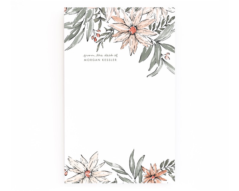 Prairie Stationery Custom Notepad Personalized Notepad with Hand Painted Florals