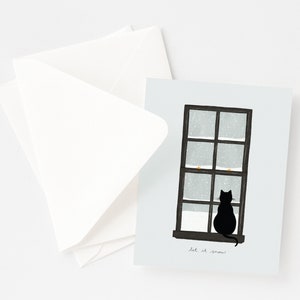 Let it Snow Holiday Card Snowy Scene Illustrated Christmas Cards Set, Cat Christmas Cards Set of 8 or Single Greeting Card image 2