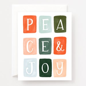 Tarjetas navideñas de paz y alegría, paquete de 8 tarjetas festivas plegadas en blanco o tarjetas de felicitación individuales
