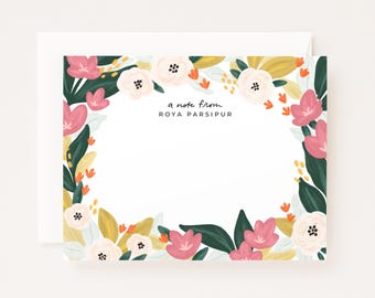 Flores Personalized Stationery Cards: Floral Flat Card Set