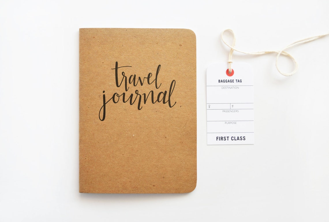 Kraft Travel Journal Calligraphy Travel Notebook Hand Etsy
