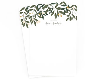 Personalized Letter Writing Sheets | Floral Personalized Stationery Set with Custom Writing Paper : Orchard Collection