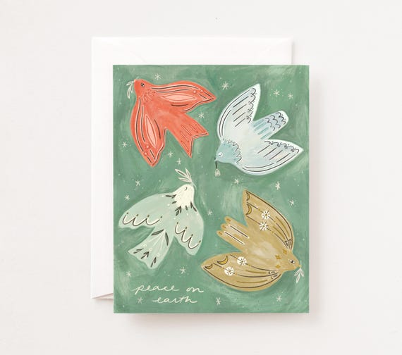 Peace on Earth Doves Christmas Holiday Cards