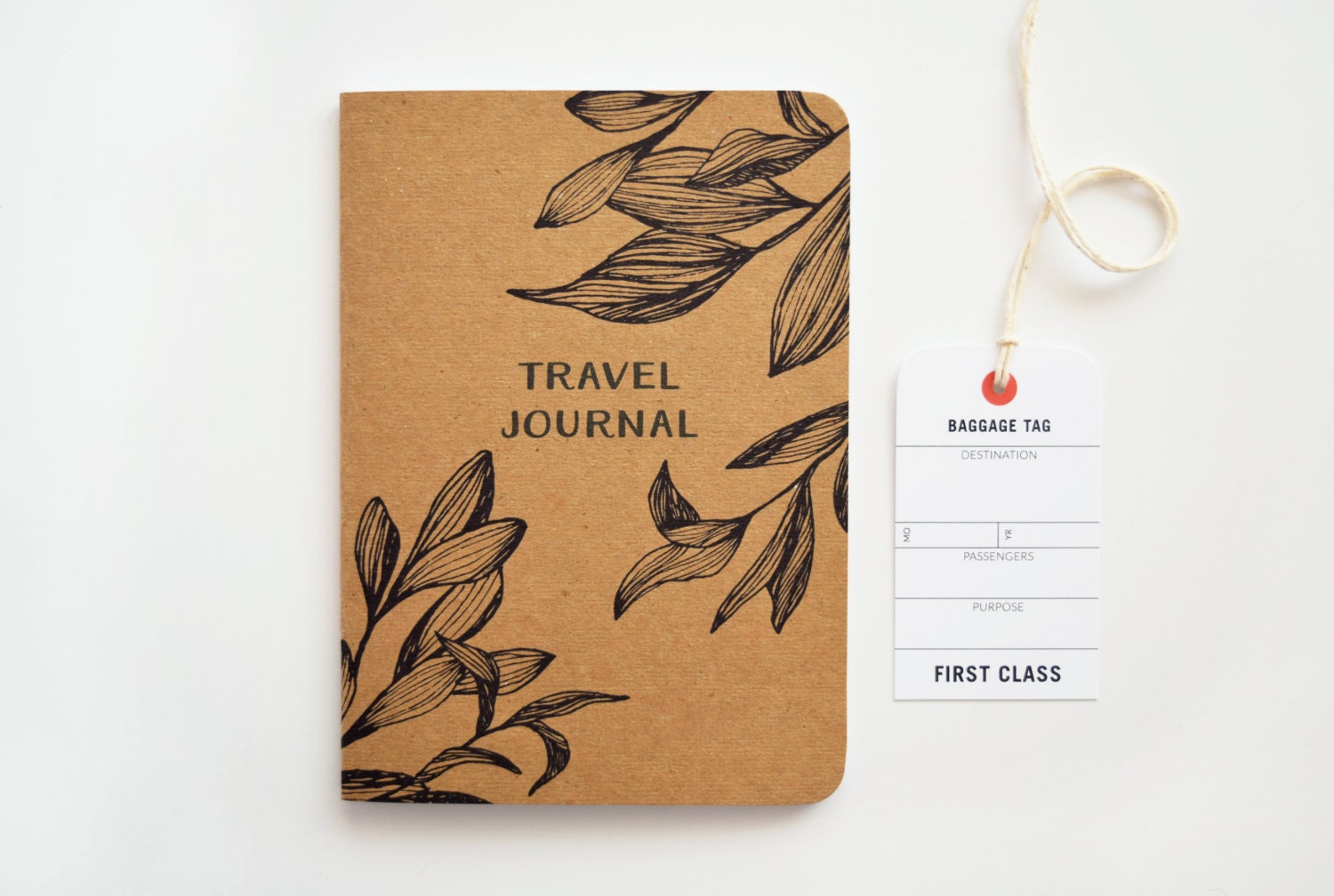 Kraft Travel Journal Travel Notebook with Botanical Etsy