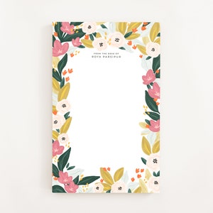 Personalized Notepad: Flores Illustrated Custom Stationery Notepad, Letter Writing Stationery image 1