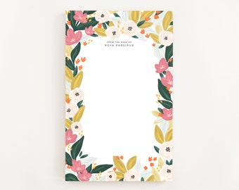 Personalized Notepad: Flores Illustrated Custom Stationery Notepad, Letter Writing Stationery