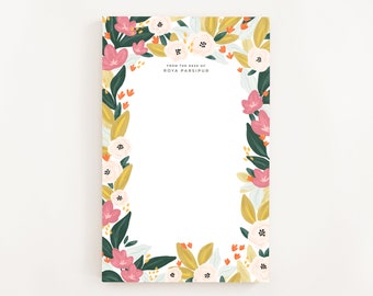 Blocco note personalizzato: blocco note di cancelleria personalizzato illustrato Flores, cancelleria per scrivere lettere