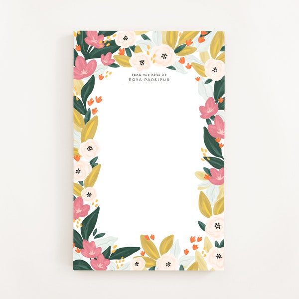 Personalized Notepad: Flores Illustrated Custom Stationery Notepad, Letter Writing Stationery