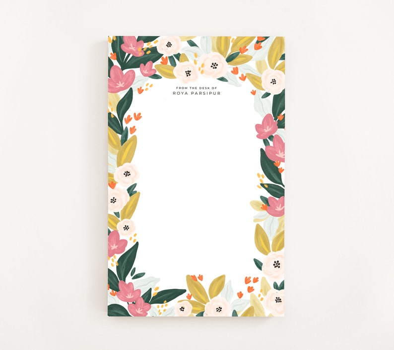 Personalized Notepad: Flores Illustrated Custom Stationery Notepad, Letter Writing Stationery image 1