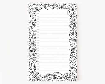 Saturday List Pad | Illustrated Botanical To Do Notepad with Dotted To Do List, Saturday Desk Notepad