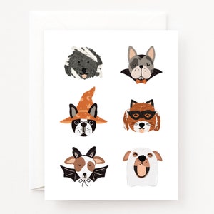 Dogoween Halloween Card Illustrated Pup Halloween Costume Greeting Card Set of 8 or Single Card image 1