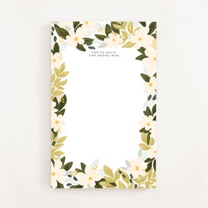 Personalized Notepad: Spring Bloom Illustrated Custom Stationery Notepad, Letter Writing Stationery image 1