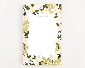 Personalized Notepad: Spring Bloom Illustrated Custom Stationery Notepad, Letter Writing Stationery