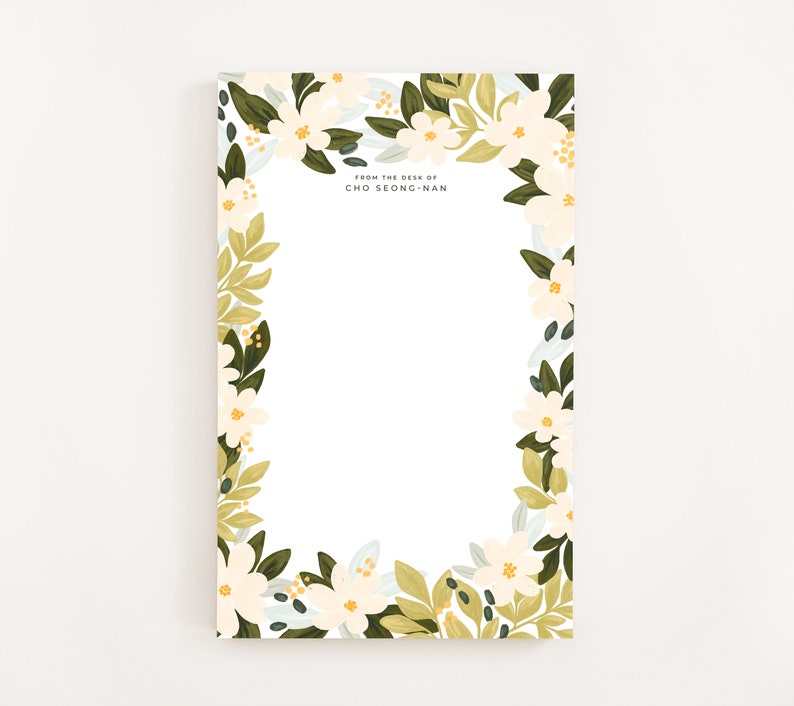 Personalized Notepad: Spring Bloom Illustrated Custom Stationery Notepad, Letter Writing Stationery image 1