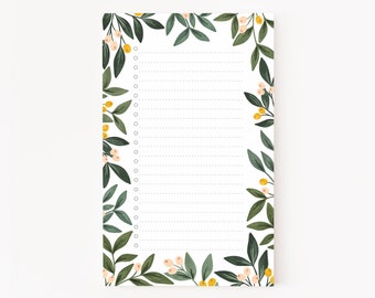 Orchard List Pad | Illustrated Botanical To Do Notepad with Dotted To Do List, Orchard Desk Notepad