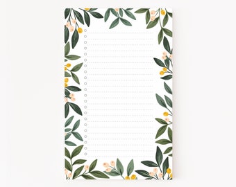 Orchard List Pad | Illustrated Botanical To Do Notepad with Dotted To Do List, Orchard Desk Notepad