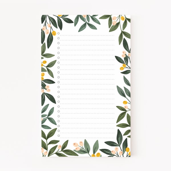 Orchard List Pad | Illustrated Botanical To Do Notepad with Dotted To Do List, Orchard Desk Notepad